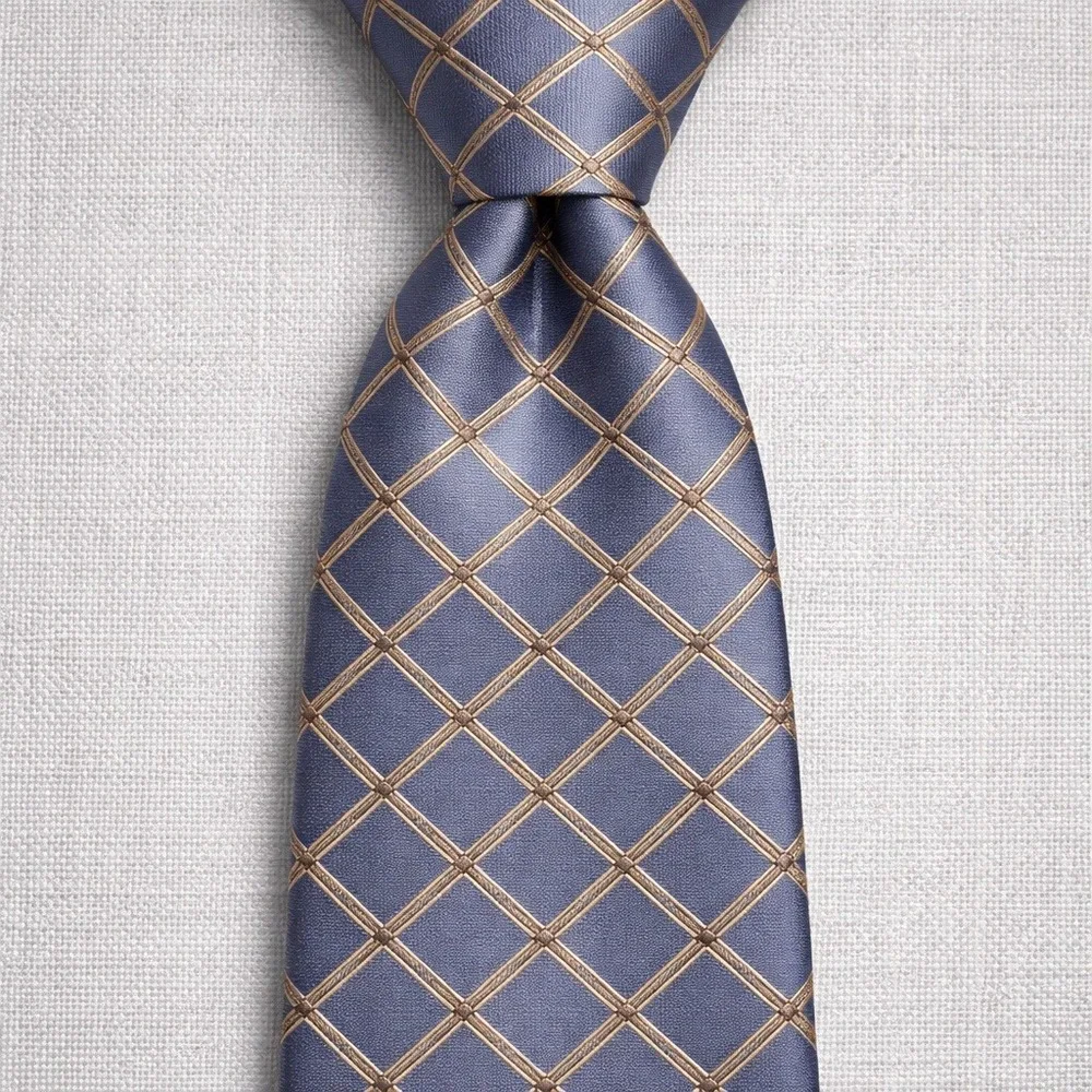 Vintage Y2K Brooks Brothers‎ Silk Diamond Tie Men Blue Gold Preppy Italy Ivy USA